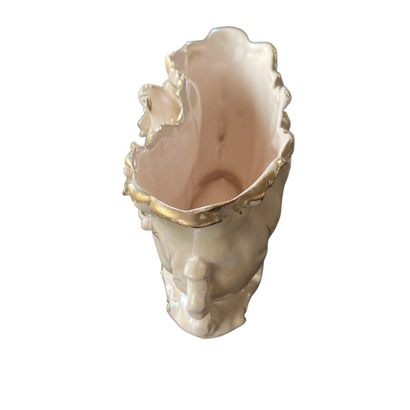 Vintage planter and candlestick holder pink with gold trimming. - Picture 6 of 16